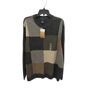 NWT Dockers Multicolor Block Sweater Pullover Knit Black Gray Brown Men’s XLT